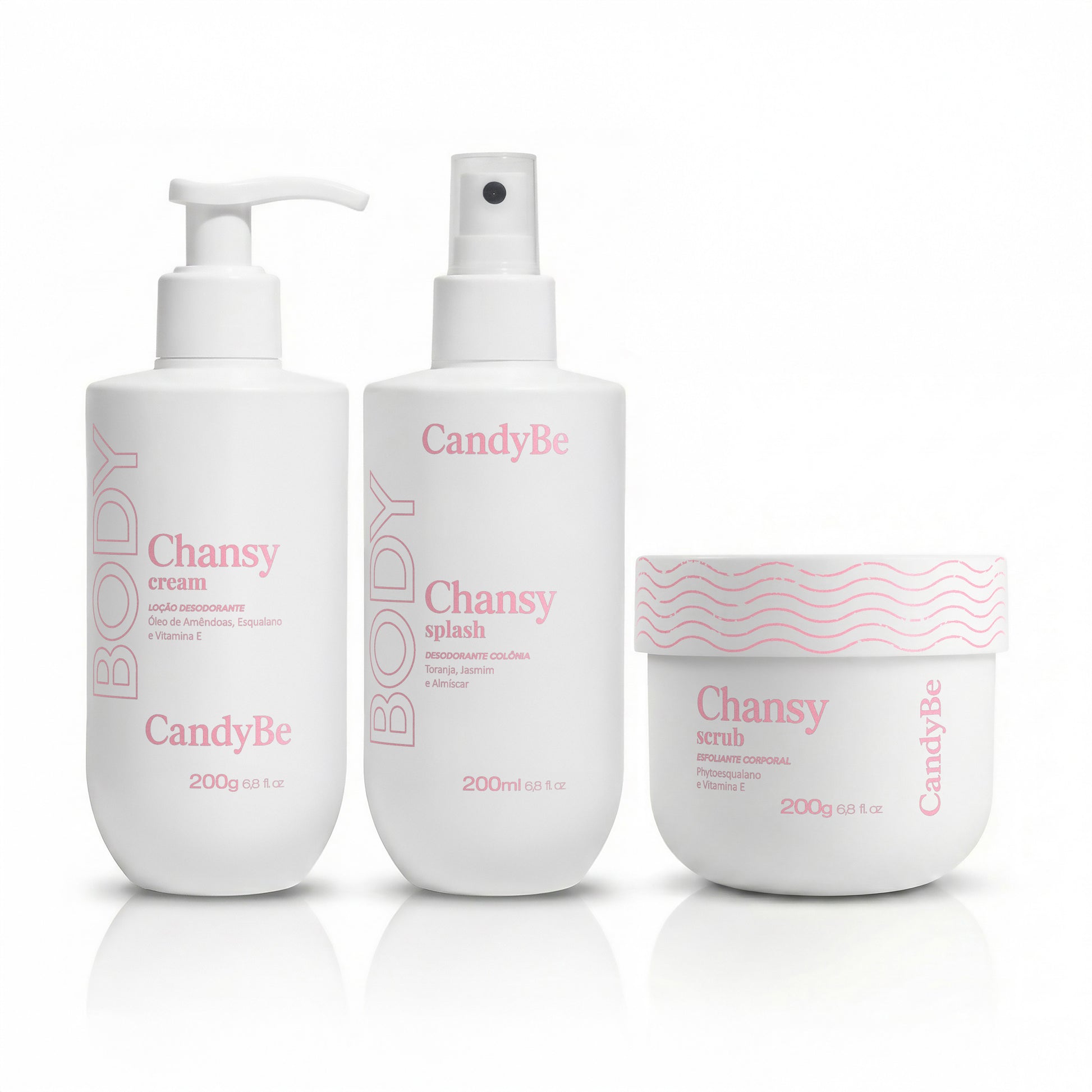 Kit Trio Chansy Body Splash + Body Cream + Sugar Scrub