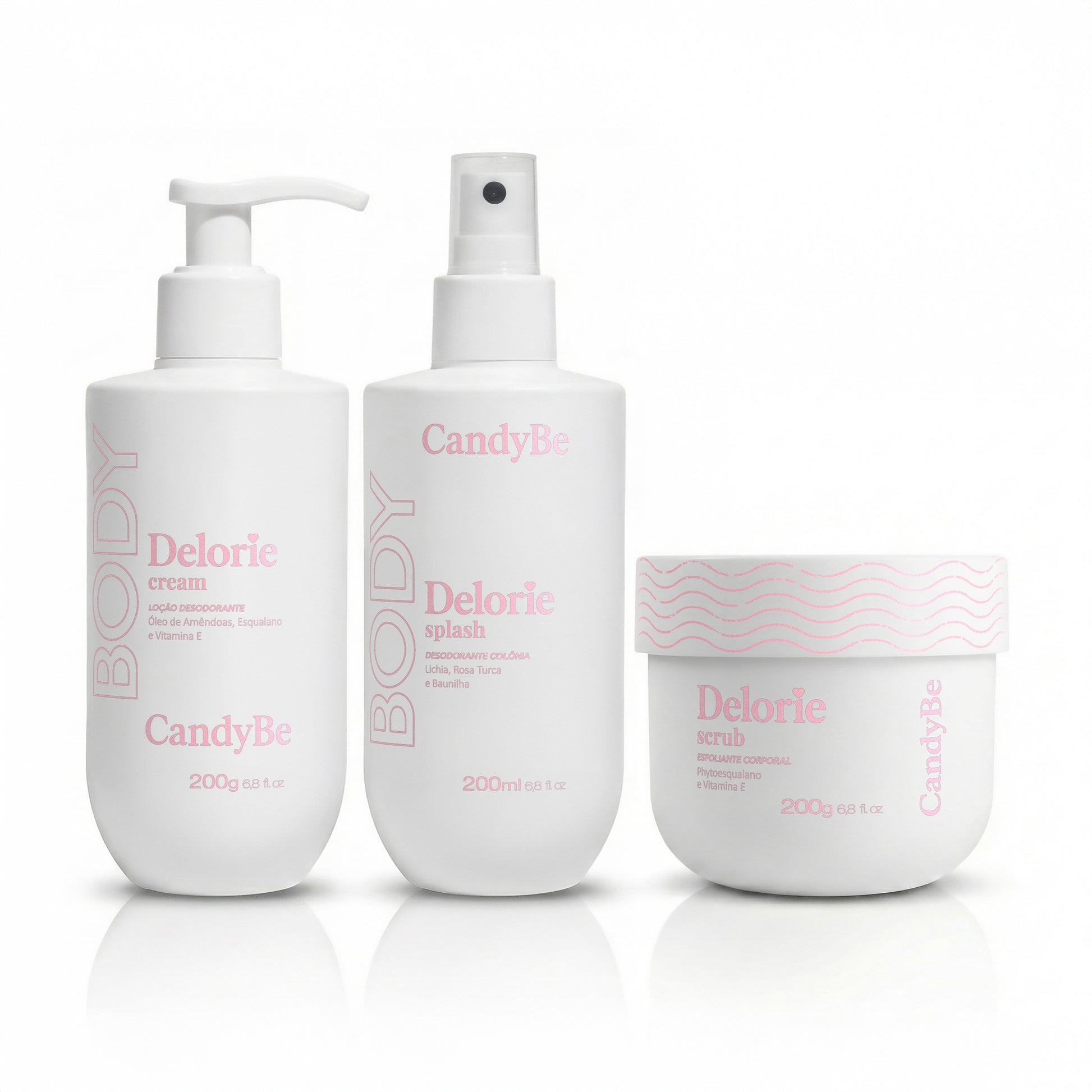 Kit Trio Delorie Body Splash + Body Cream + Sugar Scrub